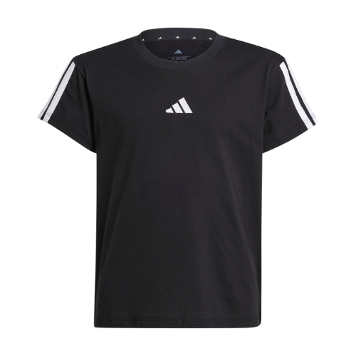 Black ADIDAS White Stripes Essential Tee Kids